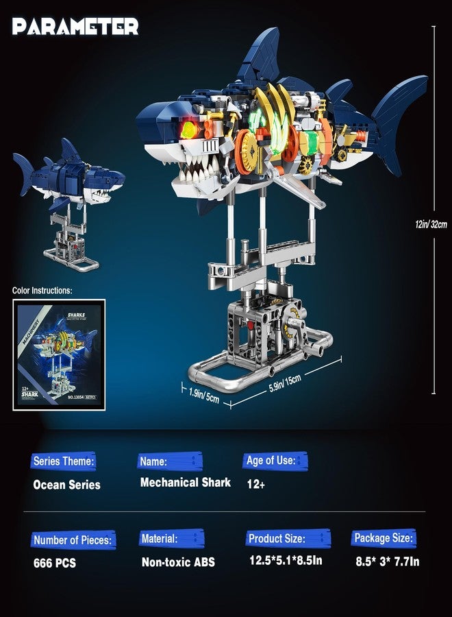 Jorumo Shark Building Block Set for Boy 8-12, Ideas Sea Animal Building Blocks Toys with Lighting and Rotatable Link Components, STEM Toys for Kids Adults Crossing Ocean Lovers, 666Pcs - Image 4